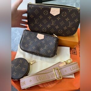 Louis Vuitton Brown Monogram Crossbody Bag Set